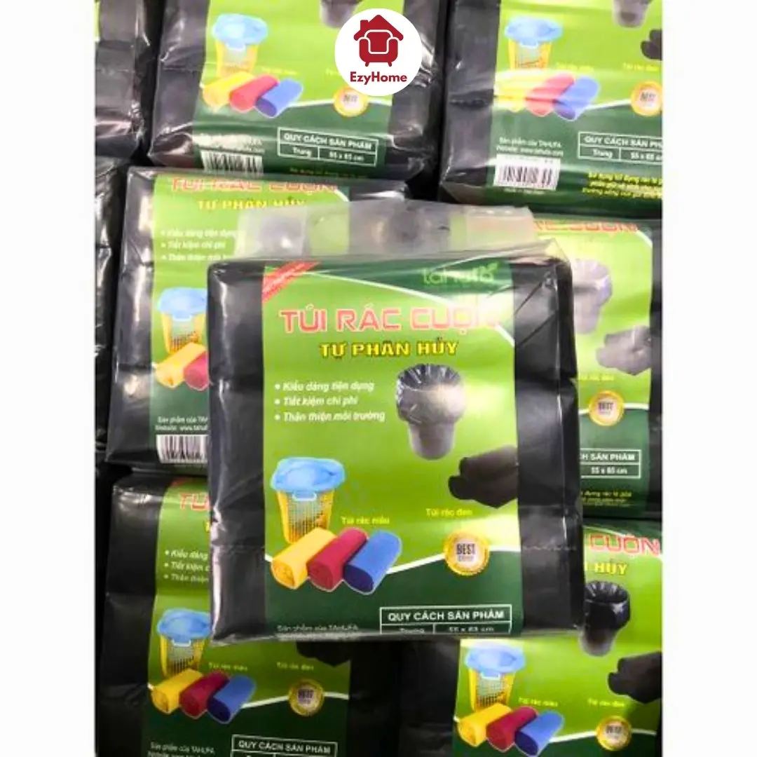 COMBO 18 CUỘN TÚI ĐỰNG RÁC ĐEN SIZE 55X65CM - Túi rác tự huỷ sinh học