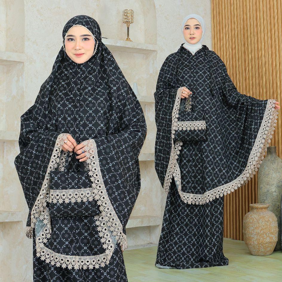 Mukena Wanita 2 in 1 Katun Premium Motif Mewah Renda Cantik dengan Desain Elegan dan Nyaman untuk Penggunaan Sehari-hari Mukenah Jumbo Dewasa Travel