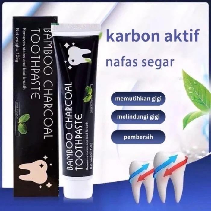 Pasta Gigi Pemutih Charcoal Memutihkan Kuning Gigi Dan Membersihkan Karang Gigi Paling Ampuh Odol Pemutih Mulut - Bamboo Charcoal Toothpaste Penyegar 3