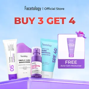 [Free Facial Gel 30ml] Facetology Bundling Triple Care Cysteamine Bright Infused Serum 15ml + Triple Care Sunscreen 40ml & Moisturizer Triple Care 5% Panthenol Barrier Boost Gel 40gr