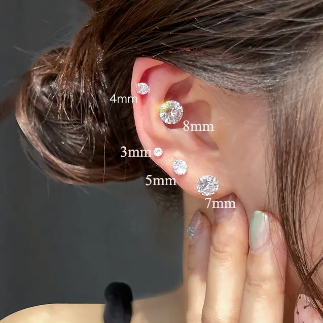 Ear Partner Anting perak 999 sterling Zirkon Berkilau Gaya baru 2024 Rasa kemewahanTidak rentan terhadap alergi 0