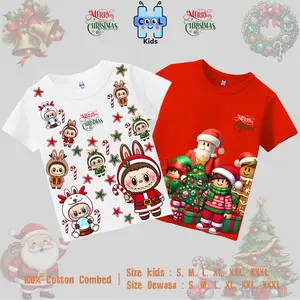 Baju Kaos Natal Anak R0blox & L4bubu Merry Christmas Unisex Cotton Combed 30s Nyaman Untuk Sehari-hari Size S-XXXL