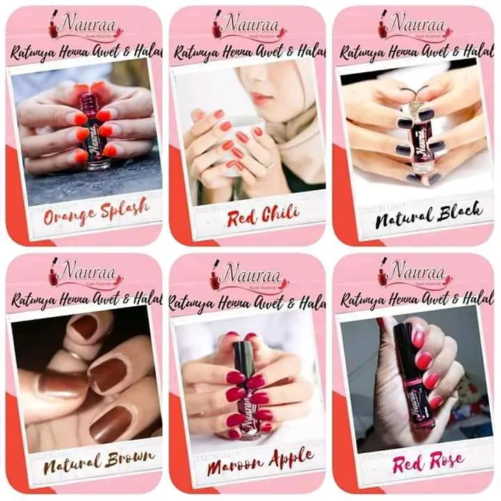 Naura reseller 3pcs 5ml  -  Hena Polish Inai Nail Kuku Henna