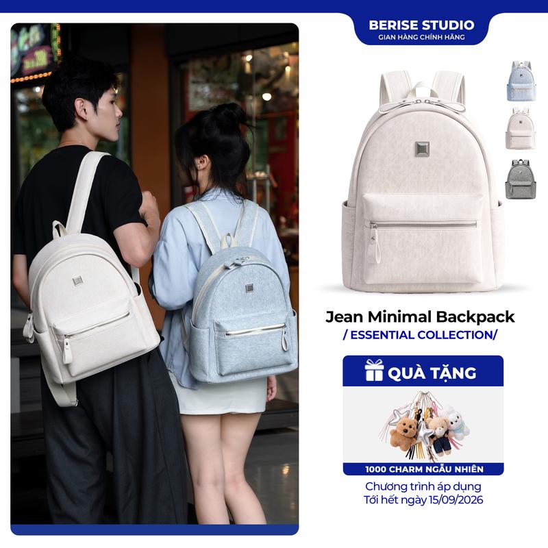 [TẶNG CHARM] Balo Da Basic Jean Minimal Vibe Phù Hợp Đi Học Đi Chơi Unisex Đựng Vừa Laptop 14inch