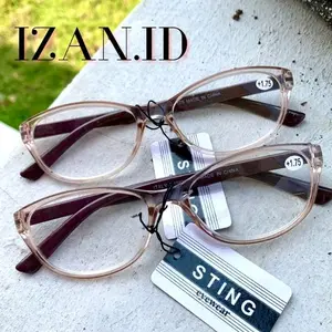 Kacamata Baca Plus Rabun Dekat Frame Cat eye Mata kucing Coklat Elegan Wanita