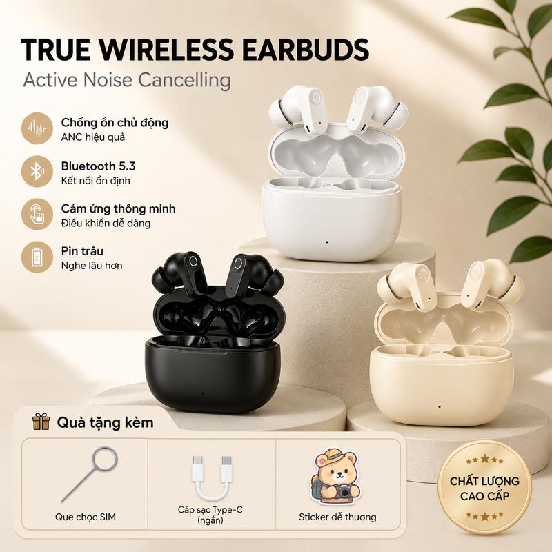 Tai nghe Bluetooth TWS âm thanh cao cấp, bass mạnh mẽ, kết nối ổn định, chống…