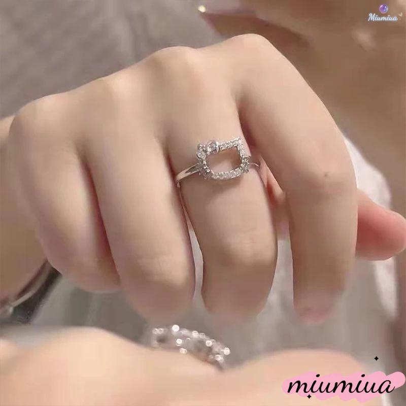  Nhẫn Nữ Hình Hello Kitty Đính Kim Cương Dễ Thương 