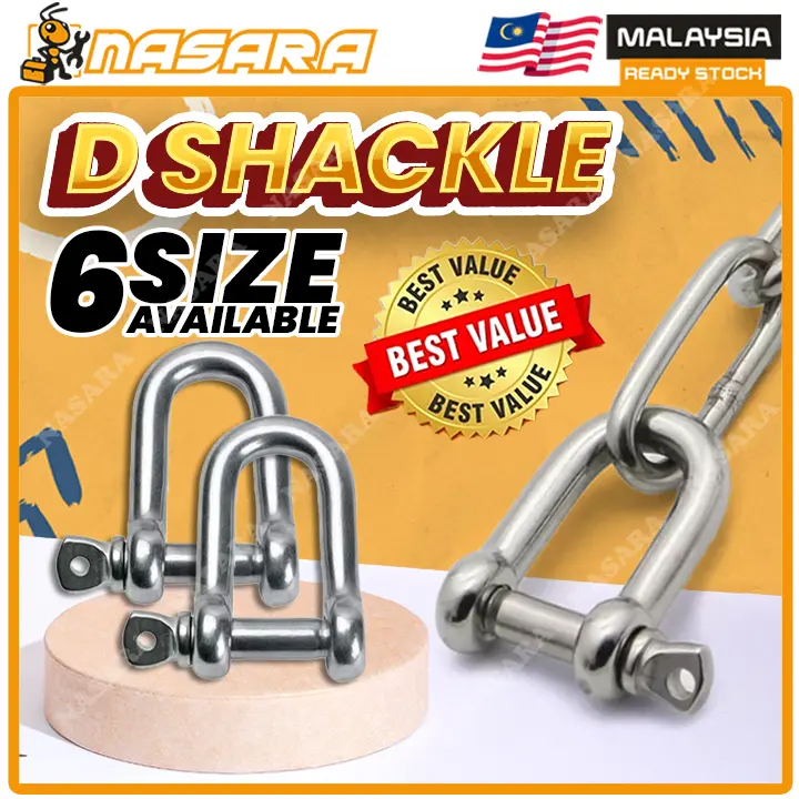 Nasara 1pcs Galvanized D Shackle M5 - M16 U-Bolt Bow Shackle Lifting Hook 3/16" ( 5MM ) - 1" ( 25MM ) / Pengantung D
