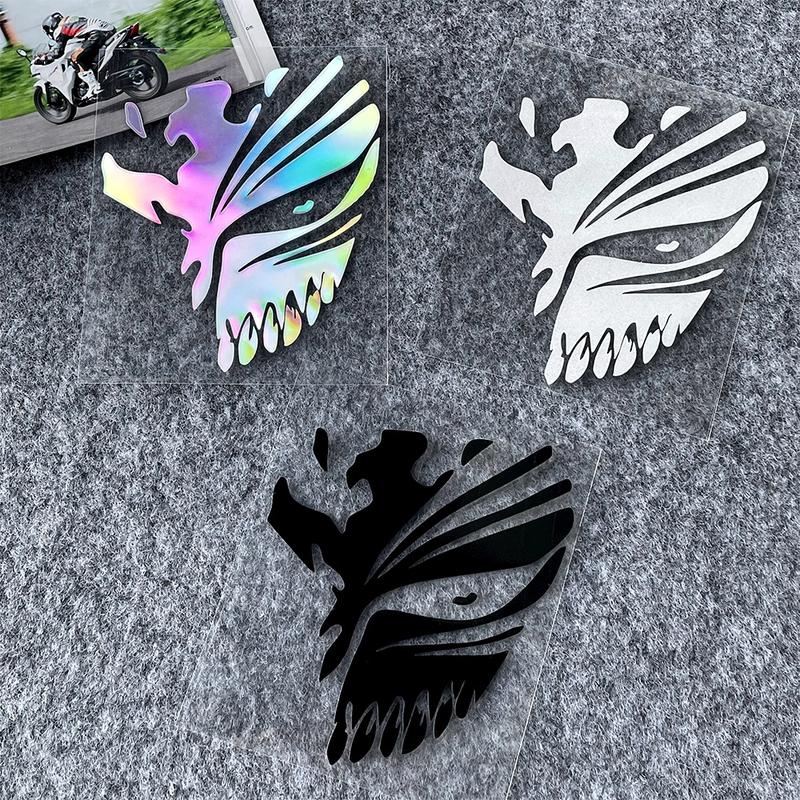 Product Introduction of Death Mask Reflective Car Sticker JDM Japanese Anime Kurosaki ichigo Sticker Decor Helmet Motorcycle Scooter Auto Body Window Fuel Tank Cap Rear Trunk Decal Accessories 12