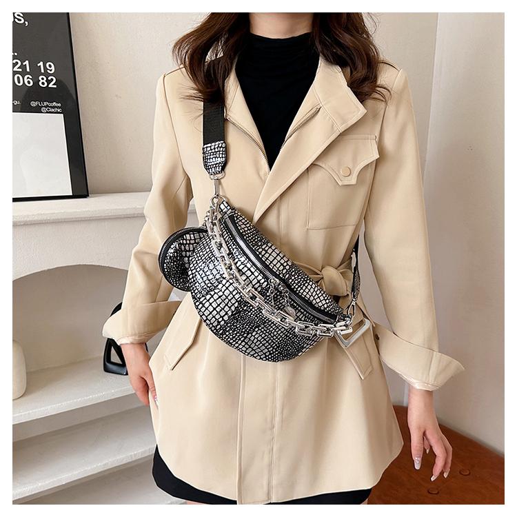 Product Introduction of Crocodile Women Chest Bag High Quality PU Leather Crossbody Bags For Girls Luxury Decoration Female Shoulder Bags 10