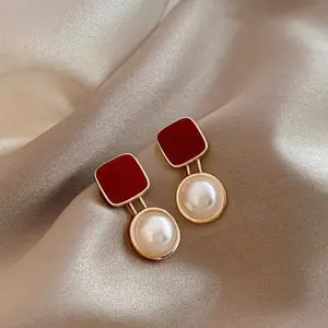 GL 331 Anting Mutiara Rumbai Stud Anting Wanita Tusuk Fashion Alloy Gaya Elegan