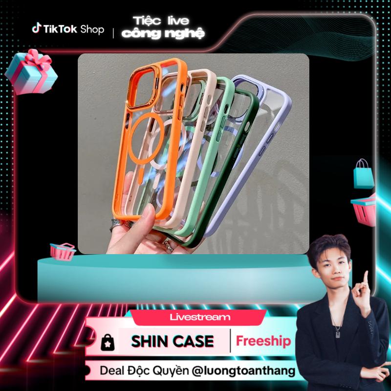 [Shin Case X Luongtoanthang712] Ốp Lưng iPhone Hỗ Trợ Sạc Không Dây Kèm Cường Lực Bảo Vệ Camera Trong Suốt Chống Rơi - iP X/XS/11/12/13/14/15/16/17/Pro/Max
