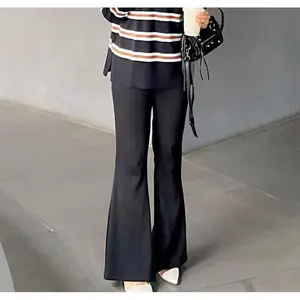 Celana Cutbray Knit Wanita Higwaist Knit Cutbray Wanita Premium Kekinian - Flared