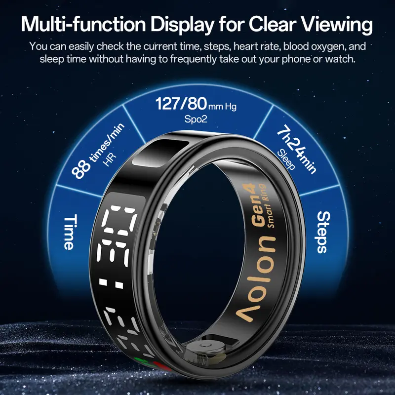 Aolon Ring Gen4 Smart ring Heart Rate & Blood Oxygen Monitoring IP68 Waterproof Swimming Diving Sports & Health Records Diving Sports & Health 1