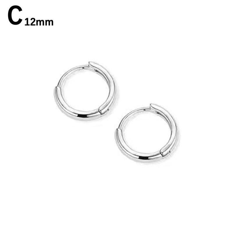Product Introduction of Khuyên Tai Tròn Bằng Thép Không Gỉ, 2 Chiếc, Dành Cho Nam Và Nữ, Thiết Kế Tối Giản, Khuyên Tai Tròn Nhỏ W1T7 33