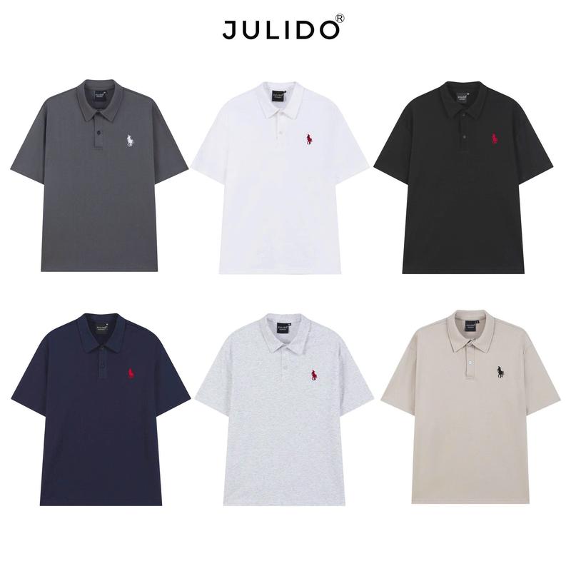Combo 2 Áo Polo Cotton Nam Nữ JULIDO Regular Ngắn Tay Logo Thêu Cao Cấp Mẫu Đẹp Đen Trắng Xám Navy