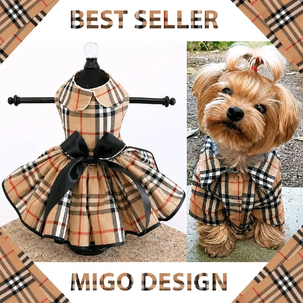 Migo Design 25 BEST SELLER Couple Baju Dress & Kemeja BB Kotak Coksu Kucing/Anjing / Pakaian AnaBul Baju Hewan Peliharaan Jantan Betina / Pet Costume Resmi Party Pesta Kasual Tee Atasan Top