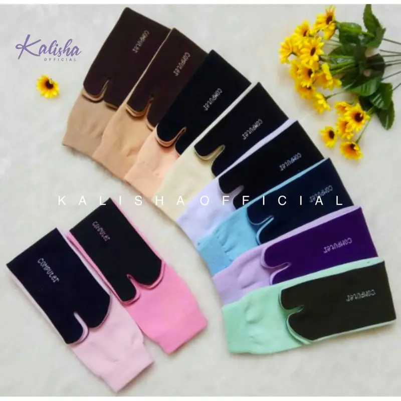 kaos Kaki Jempol muslimah Telapak Hitam Polos Spandex KalishaOfficial muslim wanita Panjang Dewasa 3