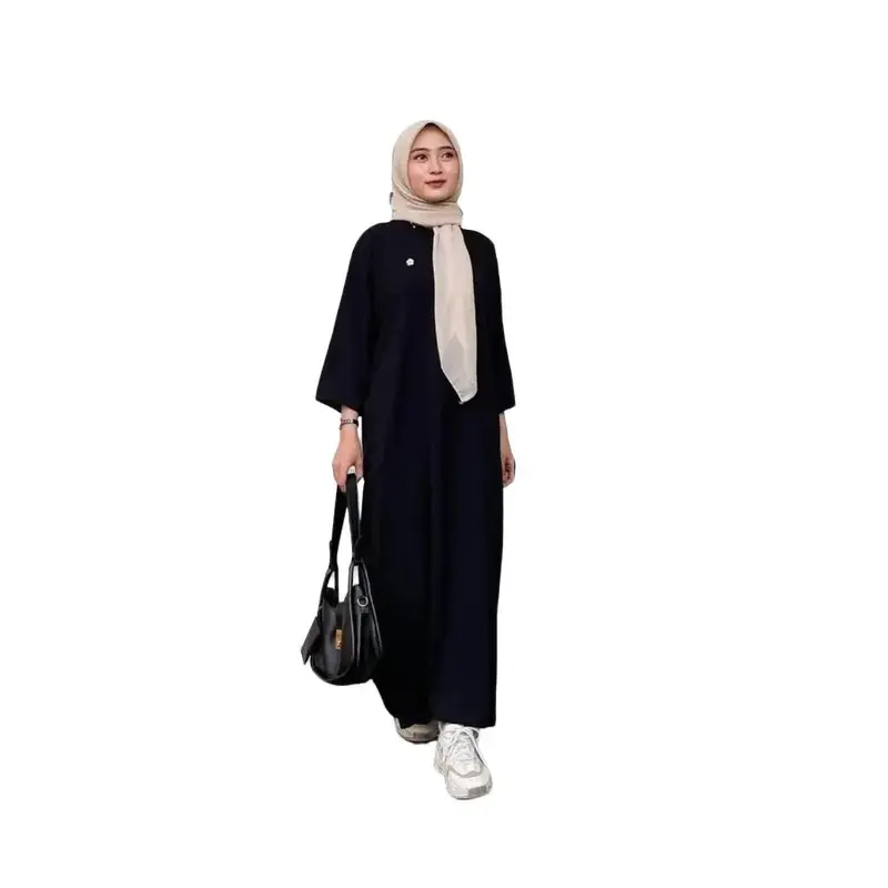 Daster Cringkle Airflow Polos Model Tangan 3/4 Kekinian Oversize - Busui Resleting - Kantong Crinkle Ibu 4