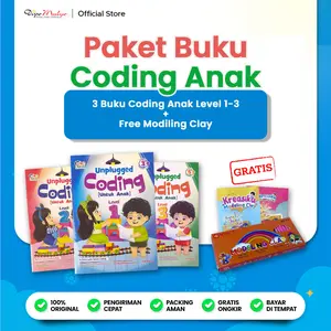 PAKET Buku Coding Anak TK PAUD – Bisa Belajar Tanpa Komputer (3 Buku) + BONUS MODELLING CLAY Edukasi