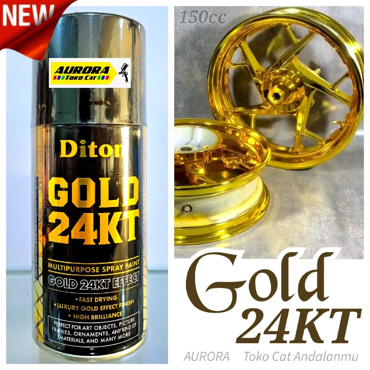 DITON GOLD 24KT Cat Semprot Emas Mewah Pilox Pylox Spray Paint