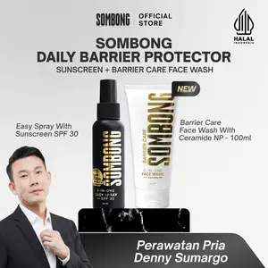 SOMBONG 5-in-1 Daily Barrier Protector - Easy Spray Sunscreen + Barrier Care Face Wash UV Filter Niacinamide Panax Ginseng Caffeine Zinc PCA Allantoin