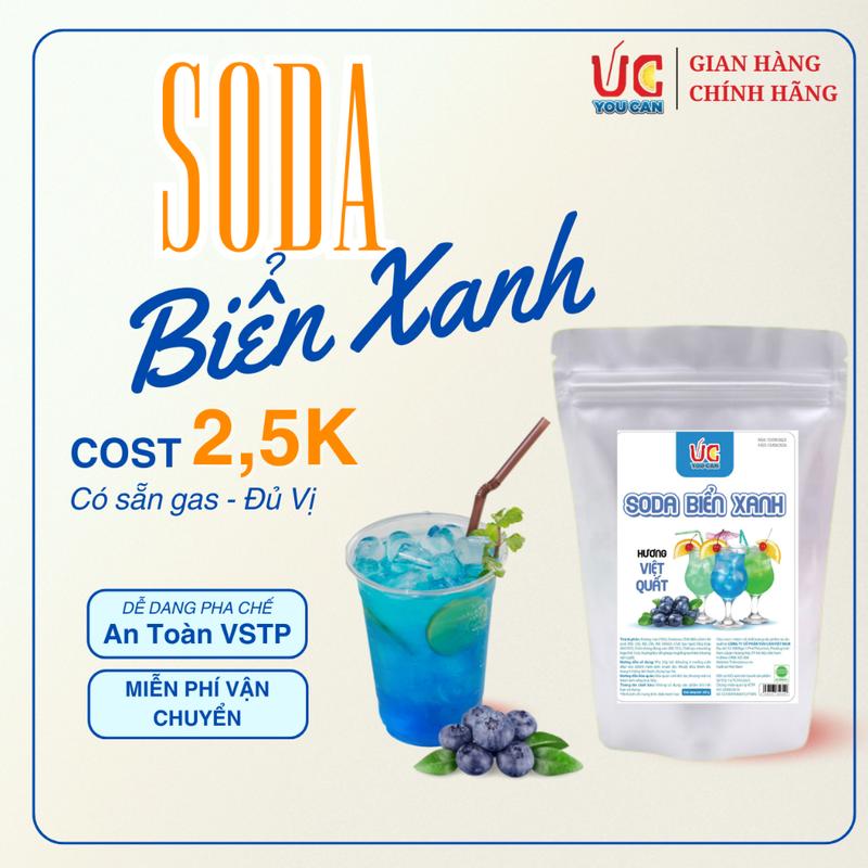 Soda Biển Xanh (Siêu Rẻ 1 gói 500gr) Soda UC, Nước Uống Giải Khát Có Sẵn Gas, Không Cần Siro và Nước Có Gas, Đủ Vị, Thơm Ngon, Dễ Pha