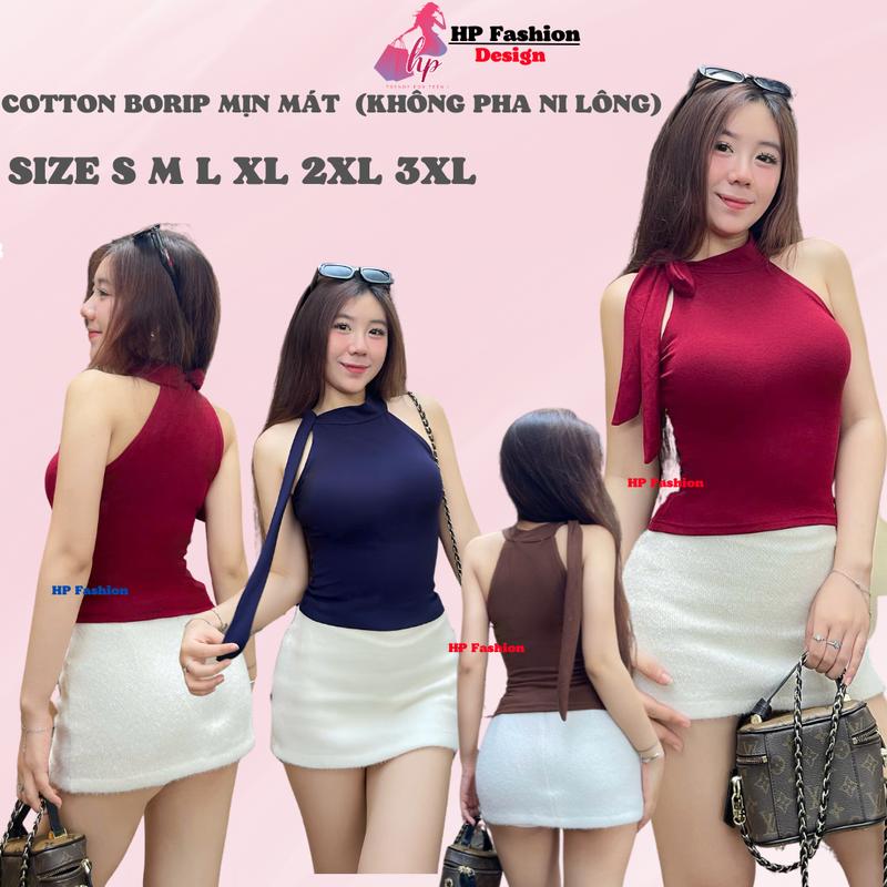 [COTTON BORIP MỊN MÁT] Áo yếm ba lỗ cột nơ, áo tanktop nữ ôm body  vải cao cấp co giãn 4 chều thoáng mát thấm hút mồ hôi  có bigsize mùa hè HP40