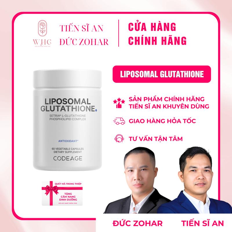 (ADS) Viên uống hỗ trợ dưỡng trắng da, hỗ trợ cải thiện sức khoẻ gan Liposomal Glutathione CODEAGE 500mg - 1000mg, hộp 60 viên + Cẩm nang dinh dưỡng