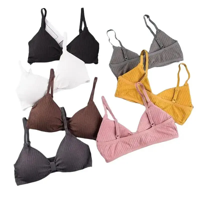 pakaian dalam wanita Bra tanpa kawat ada busa bralette model pita tengah Bh Tipis