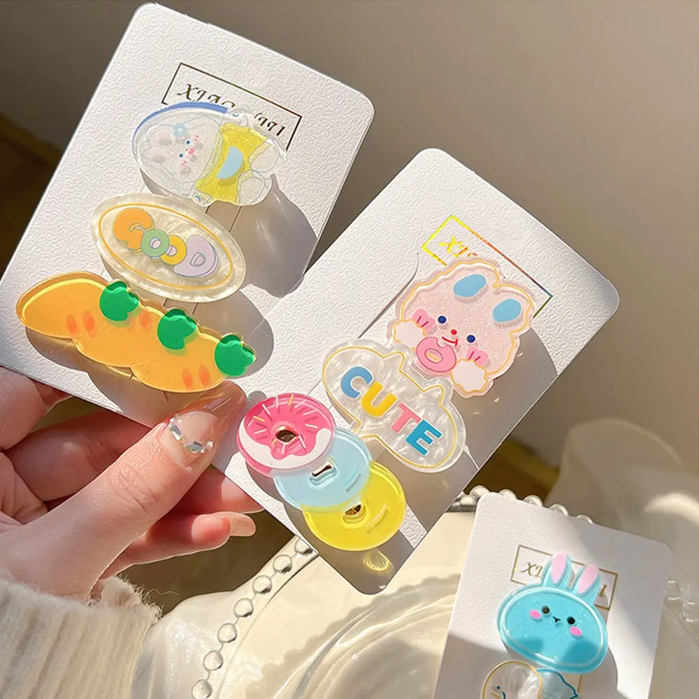 Cute Cartoon Rabbit Girl Hair Clip Casual Broken Hair Bear Clip on the Side, Duckbill Clip Hair Accessory