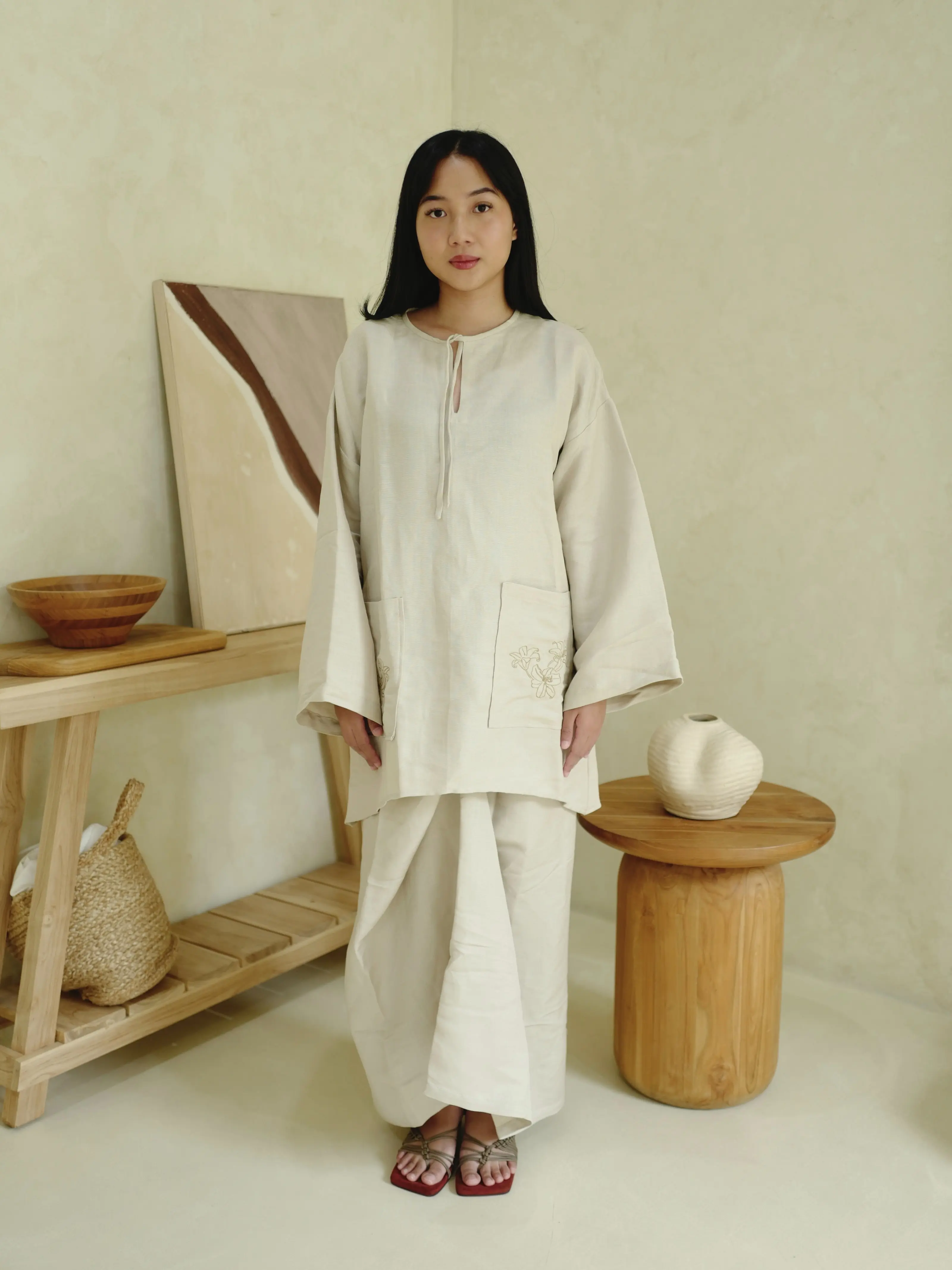 ENCAPSULE - Zera Set (Linen Blouse One Set | Raya Collection)