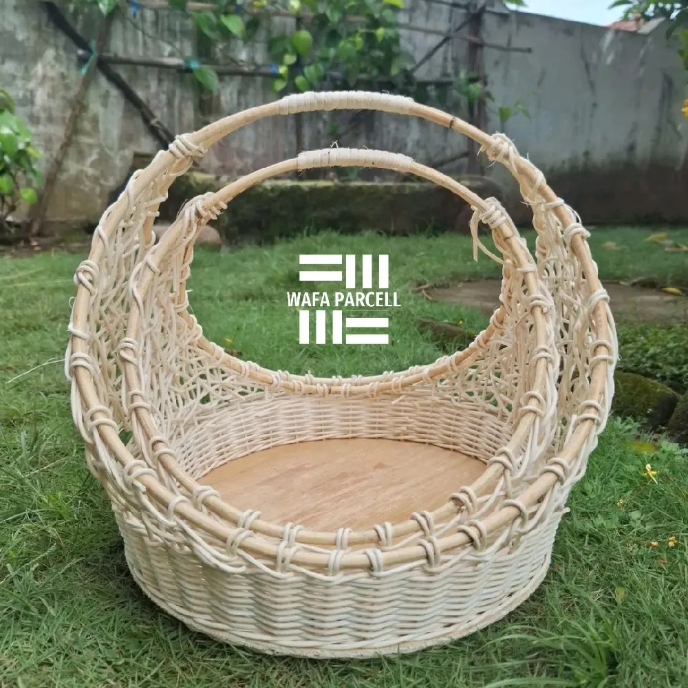Keranjang Parcel Bulat Cincin Besar 1 Pcs Isi 2 Discount - Tempat Penyimpanan Buah, barang, maupun seserahan kebutuhan rumah makanan & minuman keranjang penyimpanan rotan