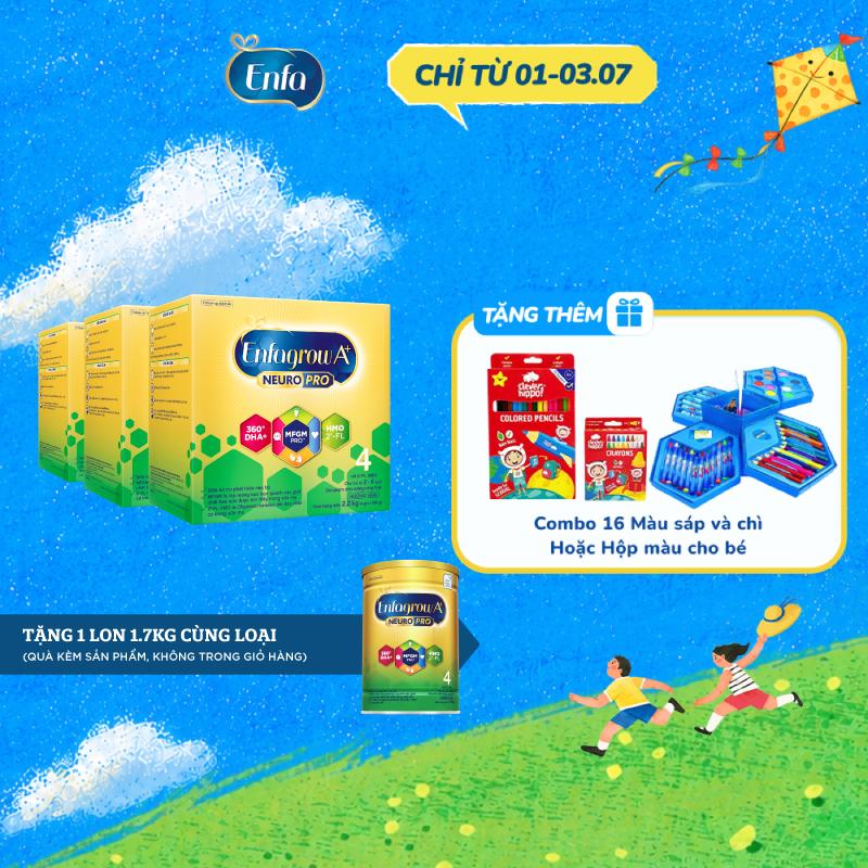 COD Bộ 3 hộp sữa bột Enfagrow A+ NeuroPro 4 với DHA giúp phát triển não bộ cho trẻ từ 2-6 tuổi – 2.2kg/hộp