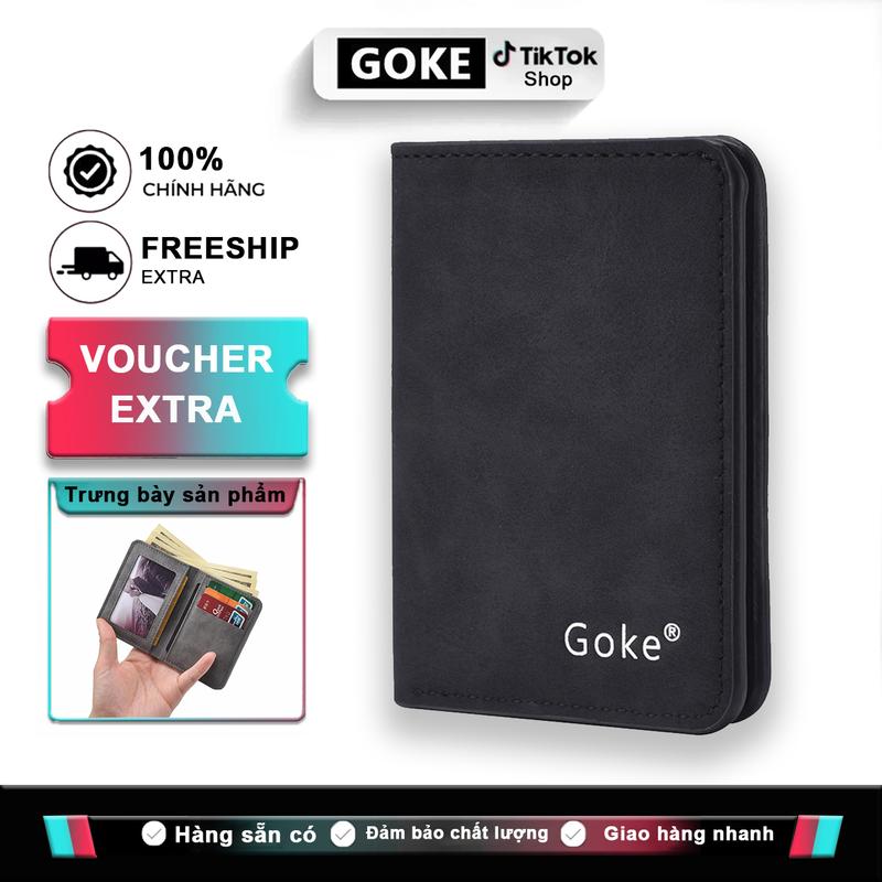 Goke Ví tiền, ví nam, ví nữ, hộp đựng thẻ, ví gập đôi, túi đựng tiền xu, nhiều ngăn đựng thẻ, siêu mỏng và dễ mang theo, thời trang và đẹp, dung lượng lớn và đa chức năng, làm từ da PU cao cấp.#716