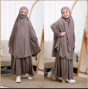 Gamis Anak Perempuan Syar'i Bahan Jersey Usia 3-13 Tahun terbaru Polos Dress Anak Pengajian Lebaran Baju Muslim Syari Wanita Terbaru 2025 Khimar Nyaman