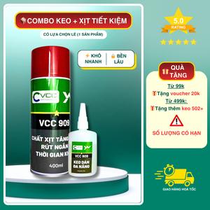 [COMBO TIẾT KIỆM] Keo dán đa năng VCC 909 + Xịt tăng tốc 909 | Dính siêu chắc – Khô tức thì – Giá rẻ hơn mua lẻ