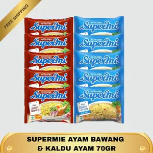 (5 PCS) SUPERMIE AYAM BAWANG KALDU AYAM 70GR Mie Instan Kemasan 70gr Kari Soto Noodles Food