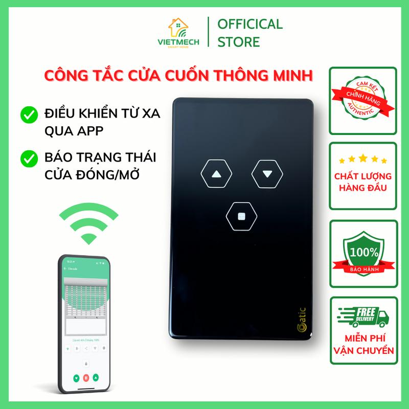 Công tắc cửa cuốn Wifi thông minh Hunonic Datic | Điều khiển cửa cuốn từ xa qua điện thoại, Thay thế remote cửa cuốn truyền thống, Hiển thị trạng thái đóng/mở cửa | Tặng kèm đế nổi