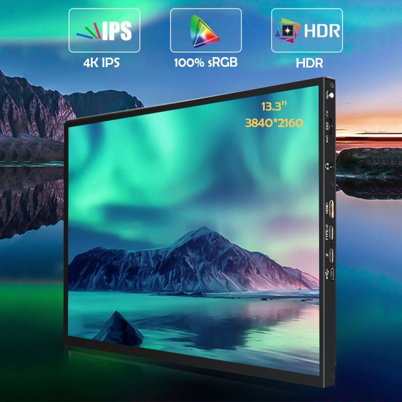 Product Introduction of 13.3inch 4K Portable Monitor USB-C Type-c HDMI-compatible Computer Monitor for ps4 Switch Xbox one Laptop phone Respberry IPS HDMI HD 4K UHD 16