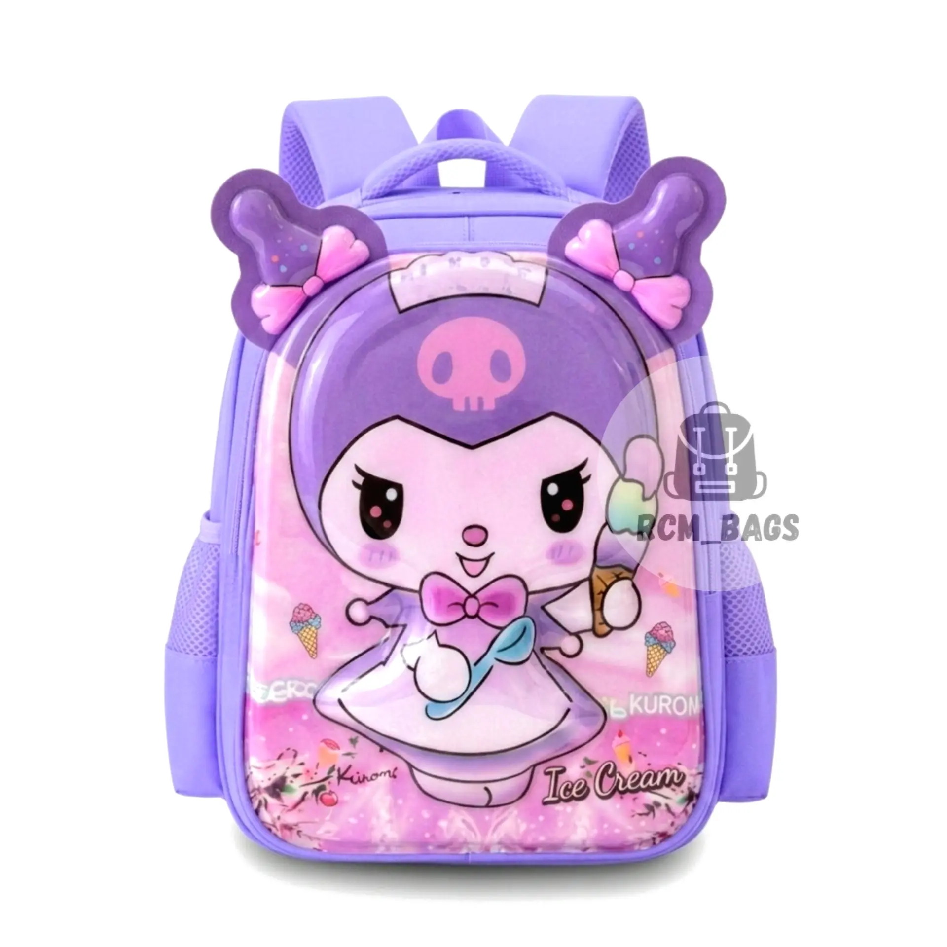 Tas Ransel Sekolah Anak TK Timbul  Nyala// Tas Anak Perempuan// Tas Anak Karakter Kuromi