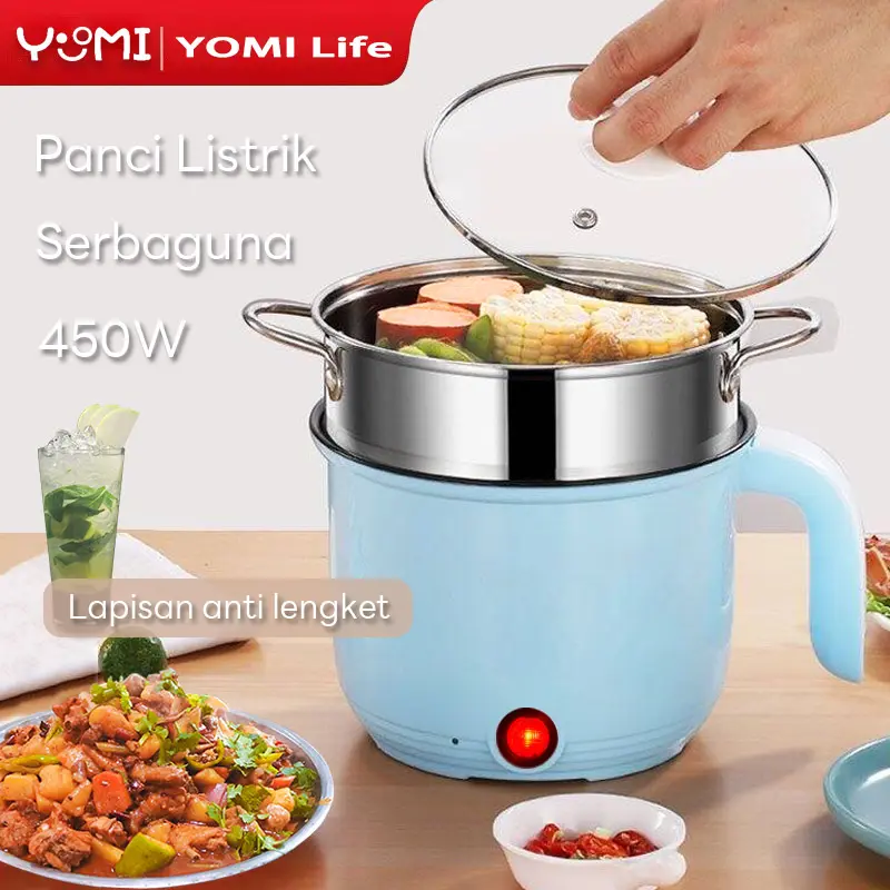 Panci Elektrik Anti Lengket / Panci Listrik Multifungsi / Panci Listrik Serbaguna Steamer Cooke / Mini Rice Cooker Panci Kukus Elektrik