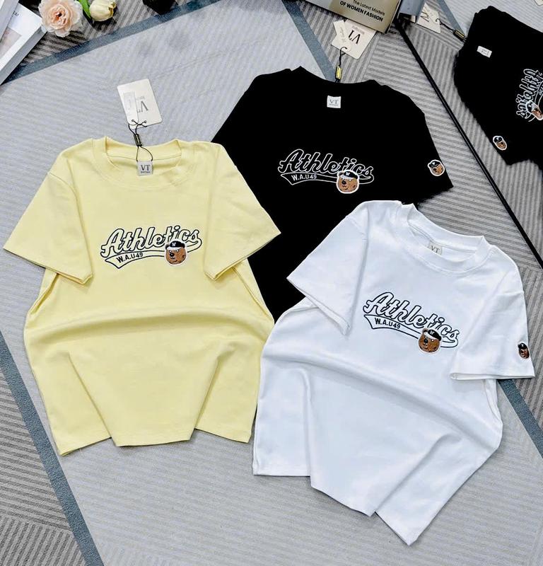 Áo thun nữ THÊU GẤU 2 mặt CAO CẤP phom ÔM VỪA cotton co giãn 4 chiều dưới 58kg