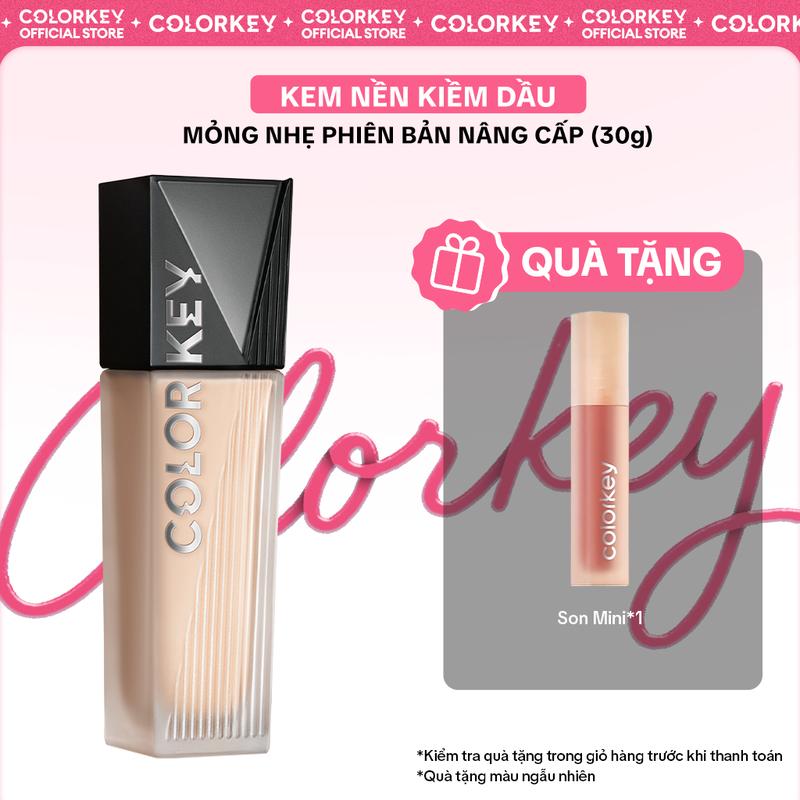 [Exclusive Livestream] Kem Nền COLORKEY PHIÊN BẢN NÂNG CẤP Chân Ái Cho Da Dầu Cho Lớp Trang Điểm Lì Mỏng Nhẹ, Không Dễ Xỉn Màu 30g - KLF1F2
