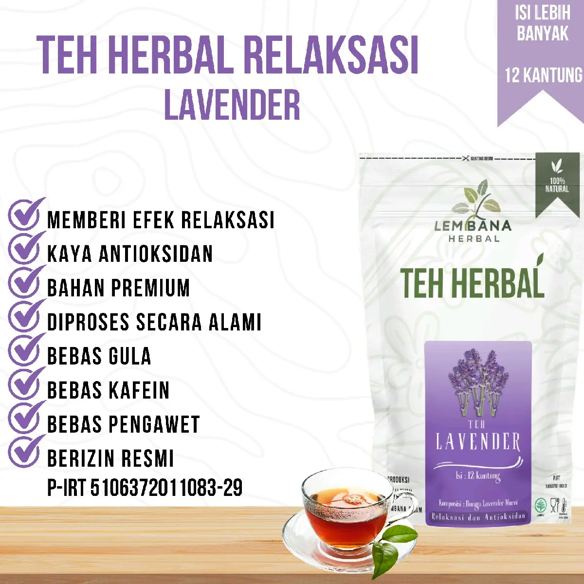 TEH HERBAL LAVENDER RELAKSASI INSOMNIA ANTI STRES ANTIOKSIDAN LEMBANA HERBAL Bunga Tea