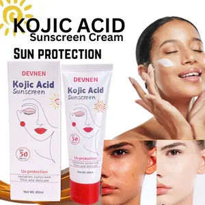 Kojic Acid Sunscreen tabir surya SPF90 PA+++ Sunblock Badan Krim Sunscreen UV Protection Sunblock untuk Badan dan Wajah Pelindung Matahari Kulit Berjemur 80gr Hitam Vitamin
