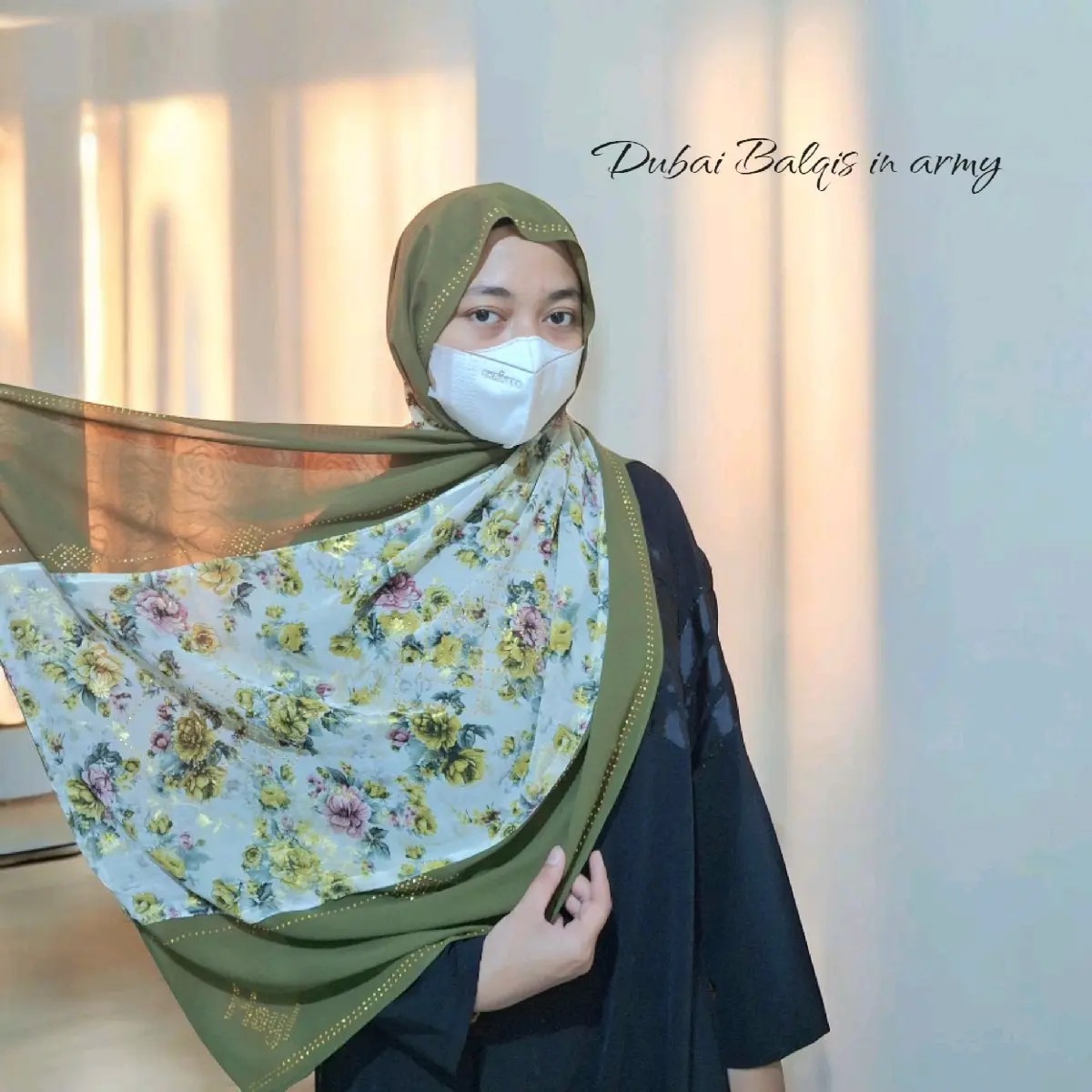 Dubai Balqis Scarf Pashmina pesta dengan bahan ceruty premiu mix sifon serat