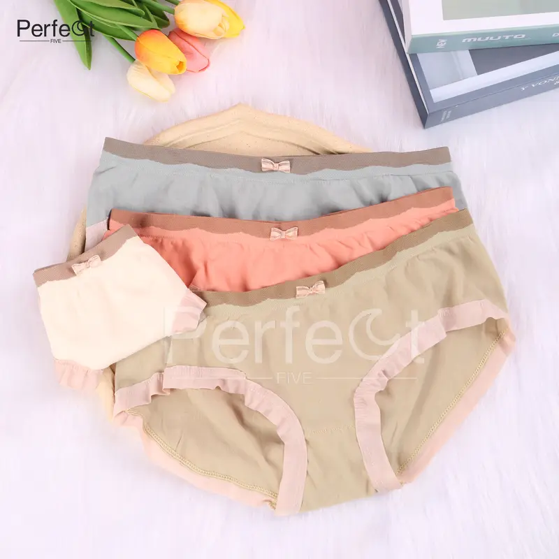 Perfect Five [set kotak 4pcs] AB Celana dalam Wanita antibakteri graphene wanita Pakaian Dalam Renda CD Set Seamless Katun Pendek 4