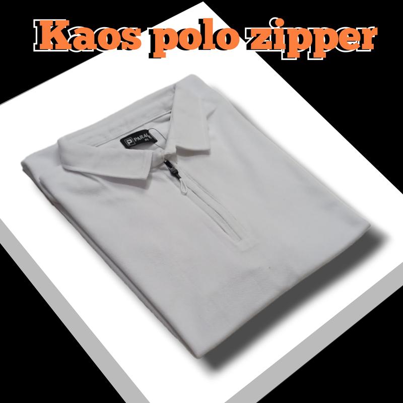 Baju Kaos Polos Shirt Resleting Depan Lengan Pendek Kerah Polos Zipper Katun 2