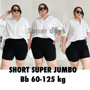 ISI 3 PCS SHORT STANDAR JUMBO BB35-120KG / CELANA PENDAK WANITA BAHAN SPANDEK JERSEY LICIN